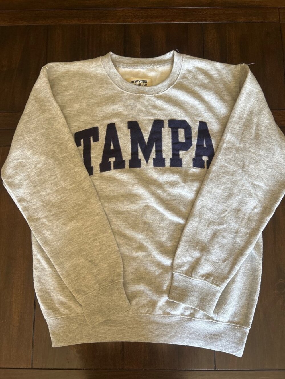 Embroidered Tampa Sweatshirt Gray Crewneck By New York Popular S Cotton Blend - Picture 2 of 10